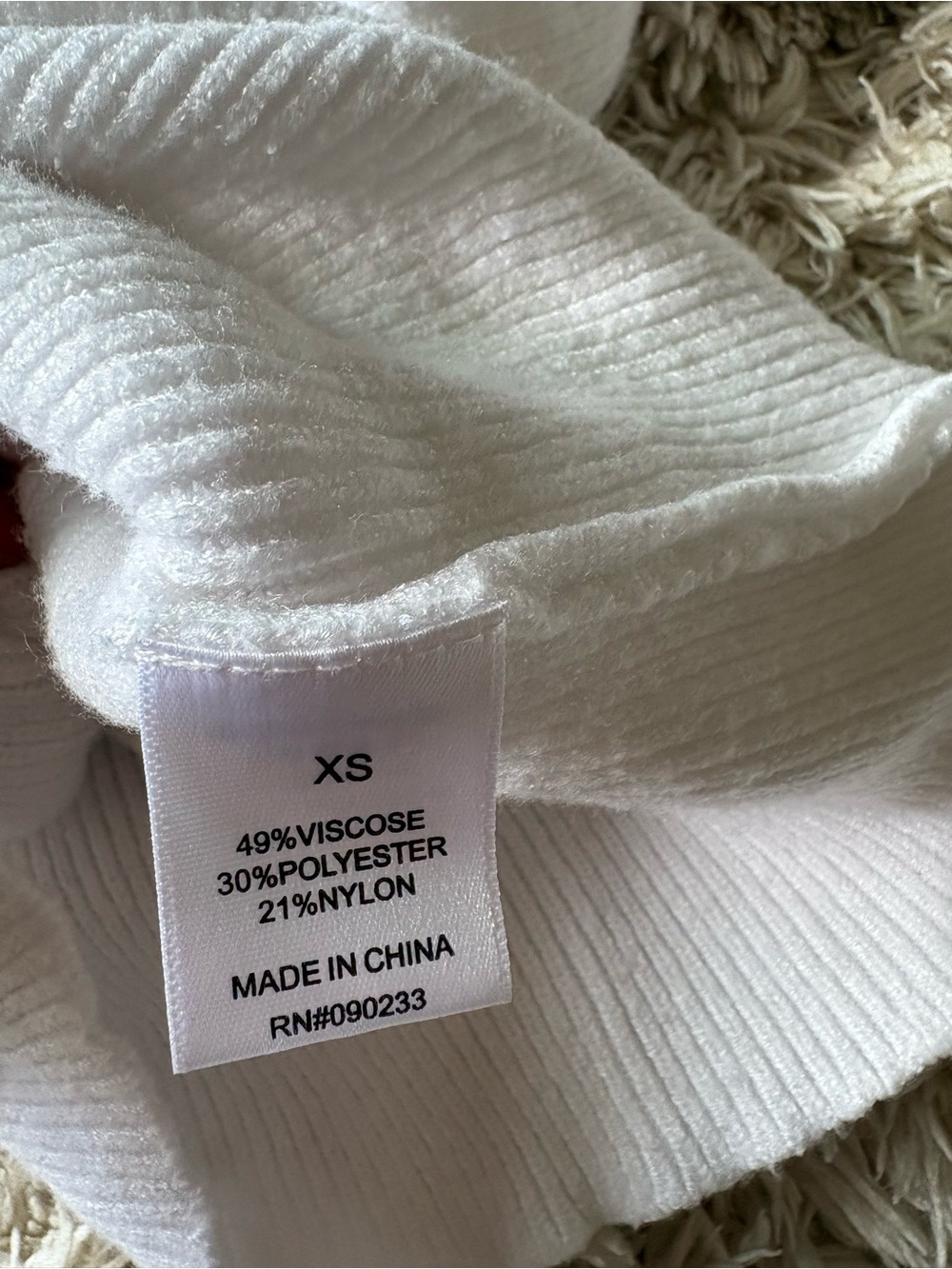 Off-Shoulder White Ribbed Women’s Sweater - Picture 4 of 4